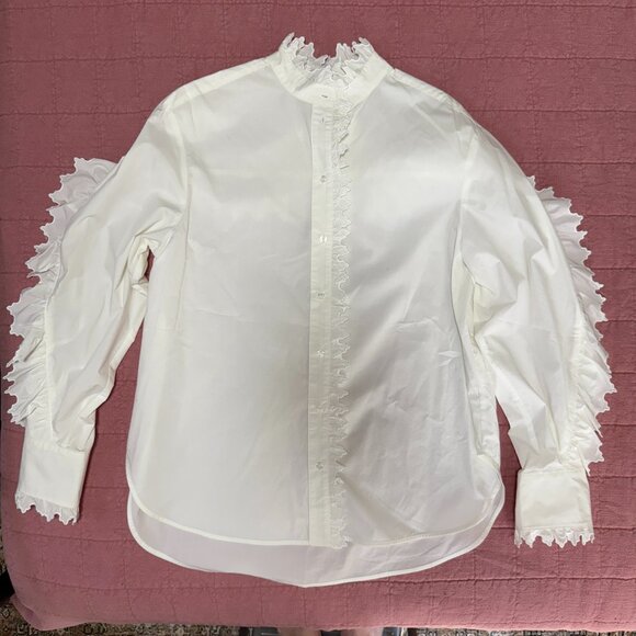 H&M Frill Cotton Blouse Size XS - Picture 2 of 9